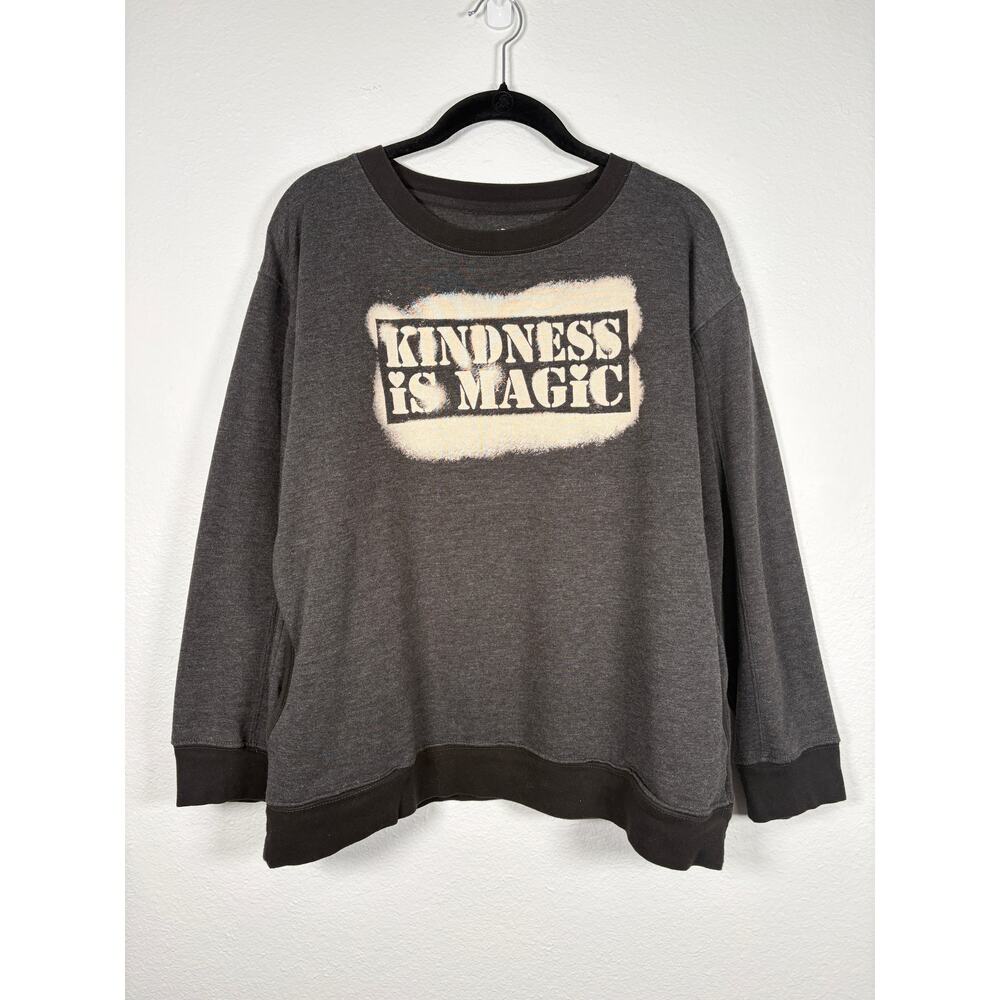 Natural Life Comfy Oversized Kindness is Magic Graphic Print Pocket Sweatshirt